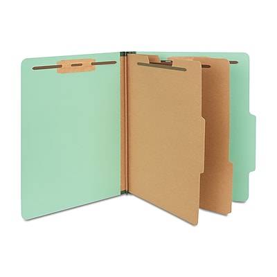 Staples® 60% Recycled Pressboard Classification Folder, 2 Dividers, Letter, Green, 5/Pack (TR535682)