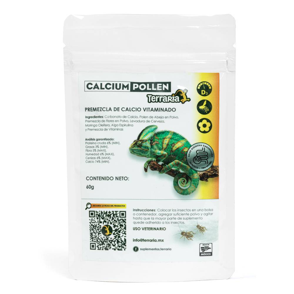 Terraria suplemento para reptiles diurnos calcium polen (doypack 60 g)