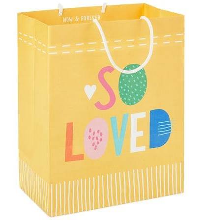 Hallmark Gift Bag, M, Pastel Lettering on Yellow