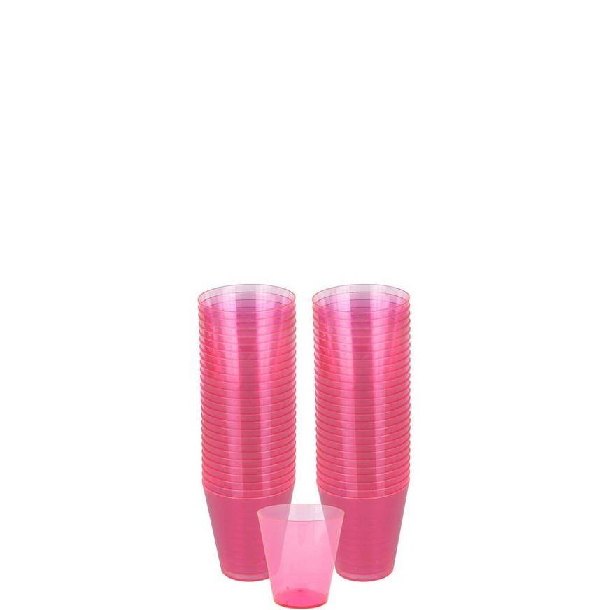 Bright Pink Plastic Shot Glasses, 2oz, 100ct