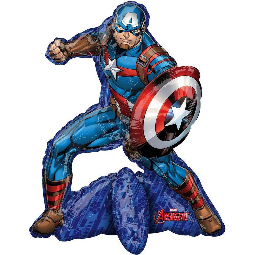 Uninflated Air-Filled Sitting Captain America Balloon, 26.5in - Avengers