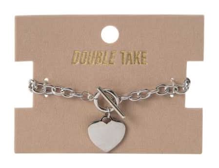 Double Take Charm Bracelet Silver Heart