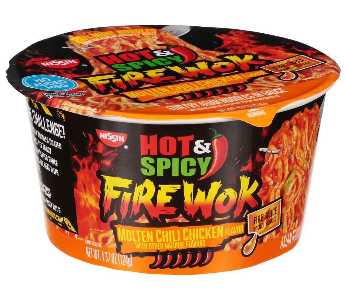 Nissin Hot & Spicy Firewok Noodles, Molten Chili Chicken (4.37 oz)