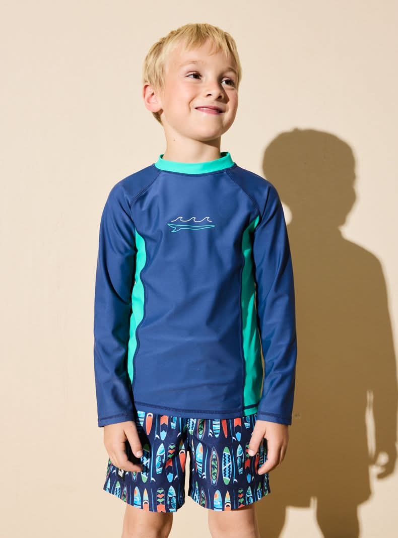 Tribu Traje de Baño Polera UV Niño azul oscuro 4