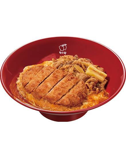 牛あいがけカツ丼 Gyudon &Katsudon (Simmered Pork Cutlet & Egg Rice Bowl )