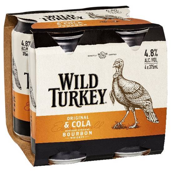 Wild Turkey Original & Cola Can 375ml (4 Pack)