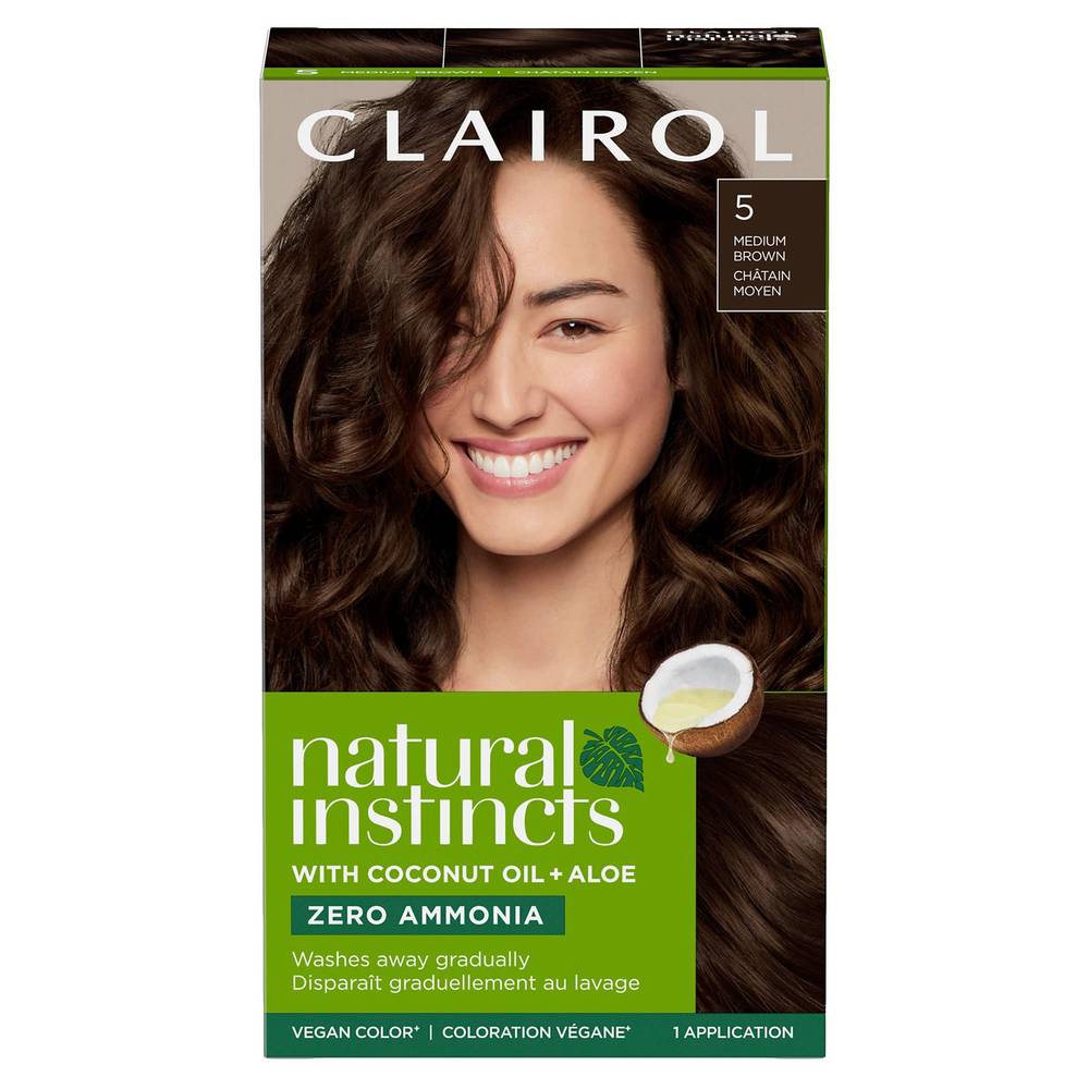 Clairol Natural Instincts Semi-Permanent Hair Color, 5 Medium Brown