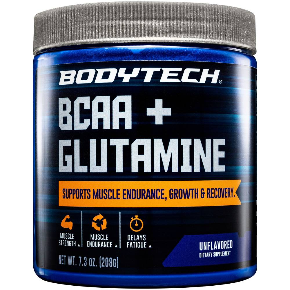 Bcaa + Glutamine Powder - Supports Muscle Endurance, Growth, & Recovery - Unflavored (7.3 Oz./30 Servings)