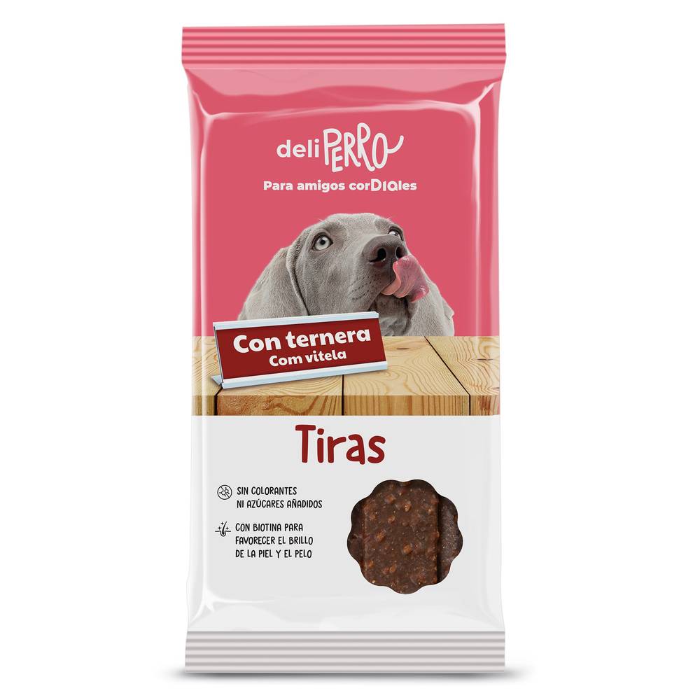 Snack Para Perros Tiras Con Ternera Deliperro De Dia Bolsa 120 G