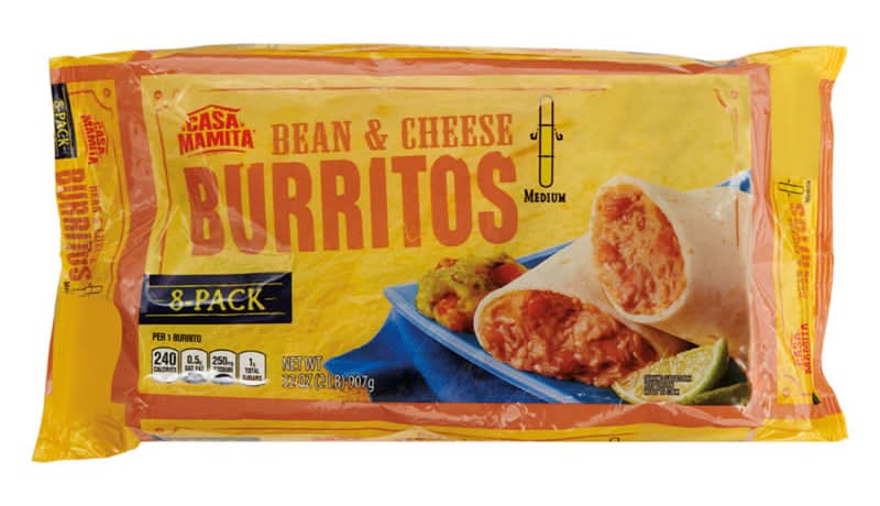Casa Mamita Burritos, Bean & Cheese (32 oz, 8 ct)