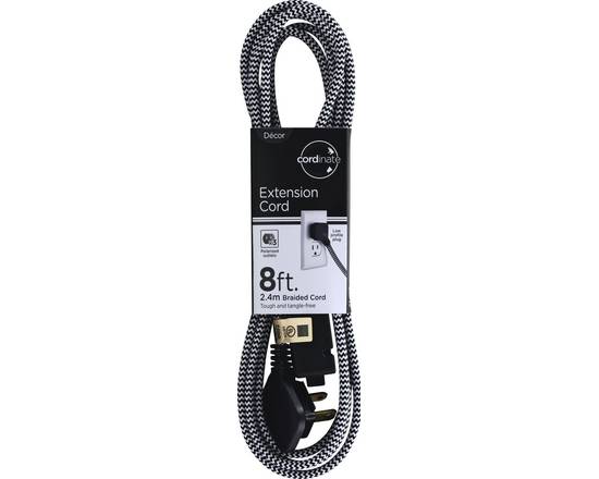 Cordinate · 8 ft Black Braided Extension Cord (1 cord)