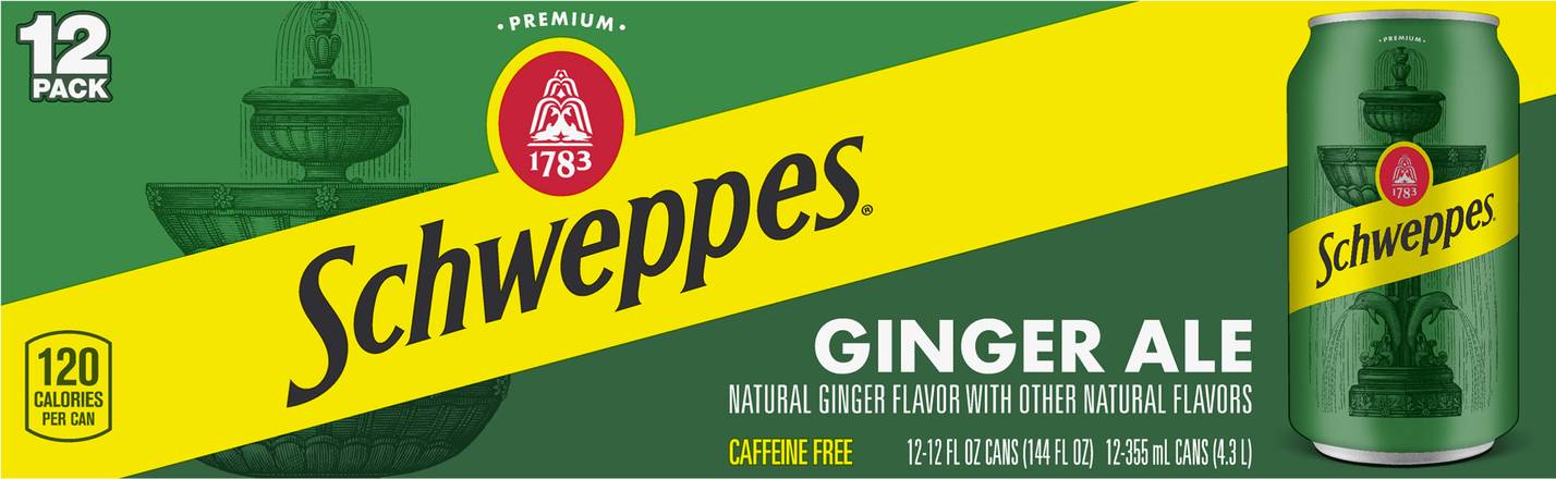 Schweppes Caffeine Free Soda (12 pack, 12 fl oz) (ginger ale)