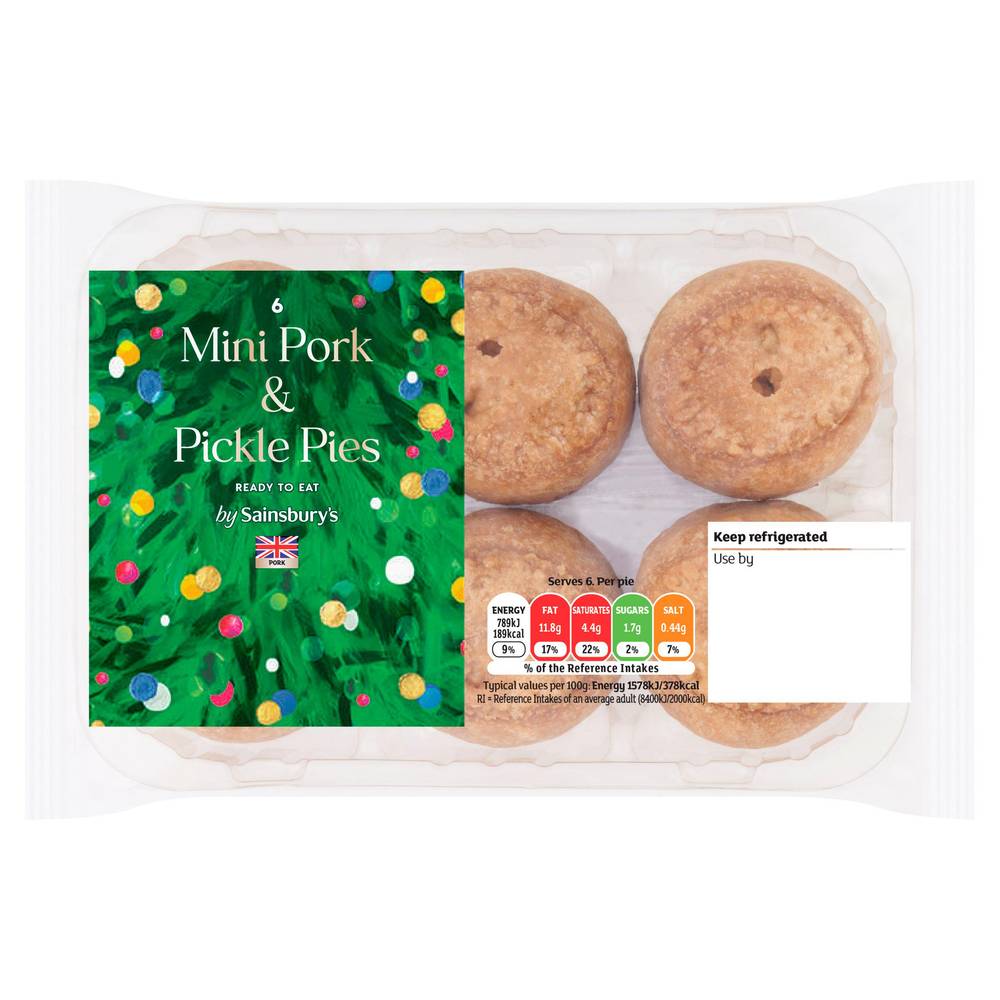 Sainsbury's Pork & Pickle Pies Mini x6 300g