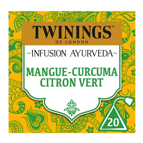 Twinings - Infusion ayurveda saveur mangue, curcuma et citron vert (20 pièces, 30 g)