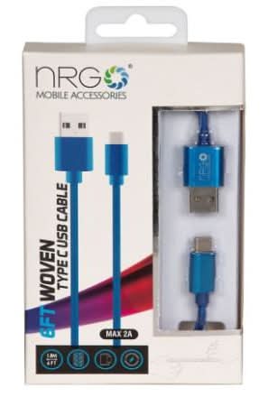 NRG 6 ft, Woven Type-C Usb Cable