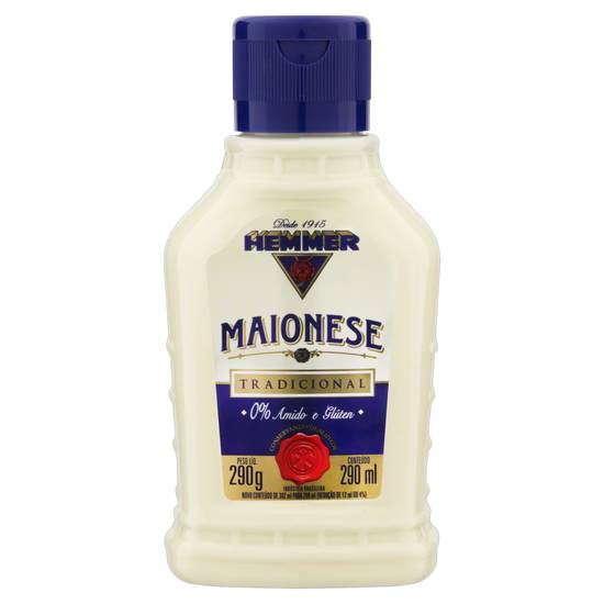 Hemmer maionese tradicional sem glúten e sem lactose (290 g)