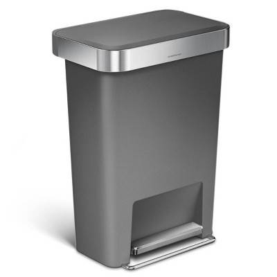 Simplehuman Liter Plastic Rectangular Step Trash Can With Liner Pocket in Grey