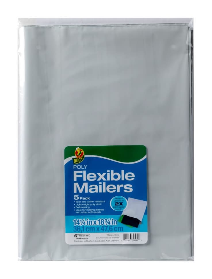 Duck Poly Flexible Mailers, 36.1x47.6 cm, White (5 ct)