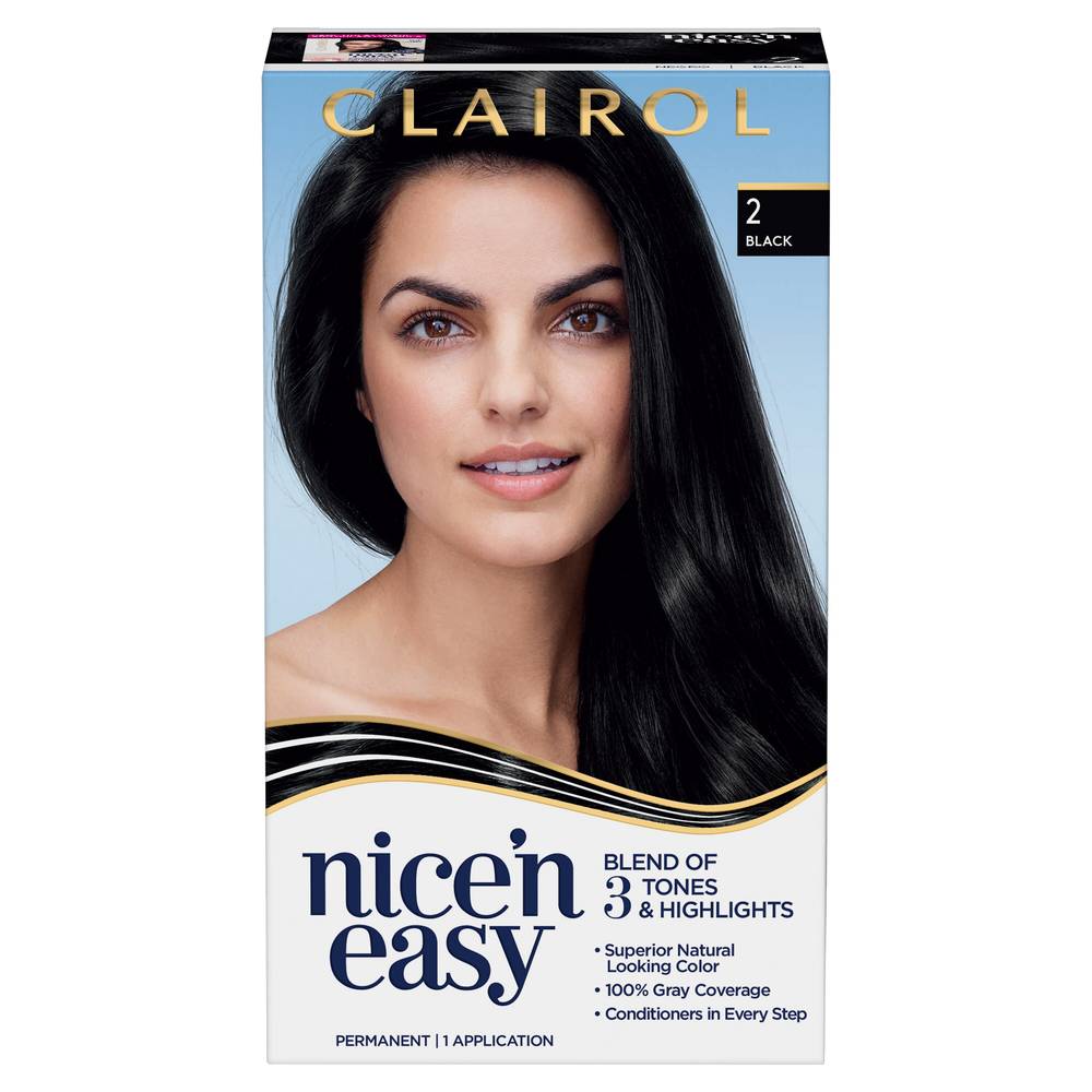 Clairol Nice'N Easy Permanent Hair Color, 2 Black