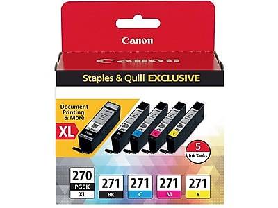 Canon 270 XL/271 Black High Yield/Photo Black/Cyan/Magenta/Yellow Standard Yield Ink 5/Pack (0319C006)