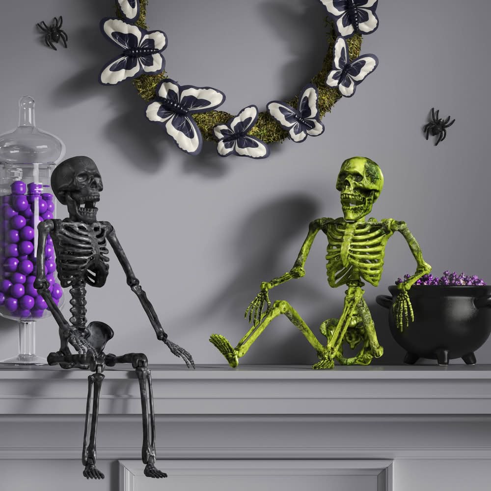 24" Small Skeleton Halloween Decorative Prop Black Terra Cotta - Hyde and EEK! Boutique™