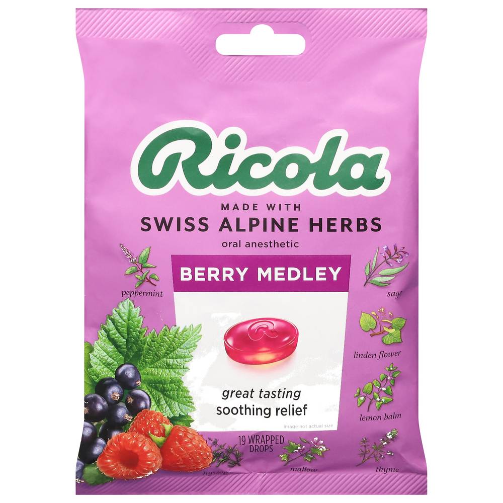 Ricola Throat Oral Drops, Berry Medley (19 ct)