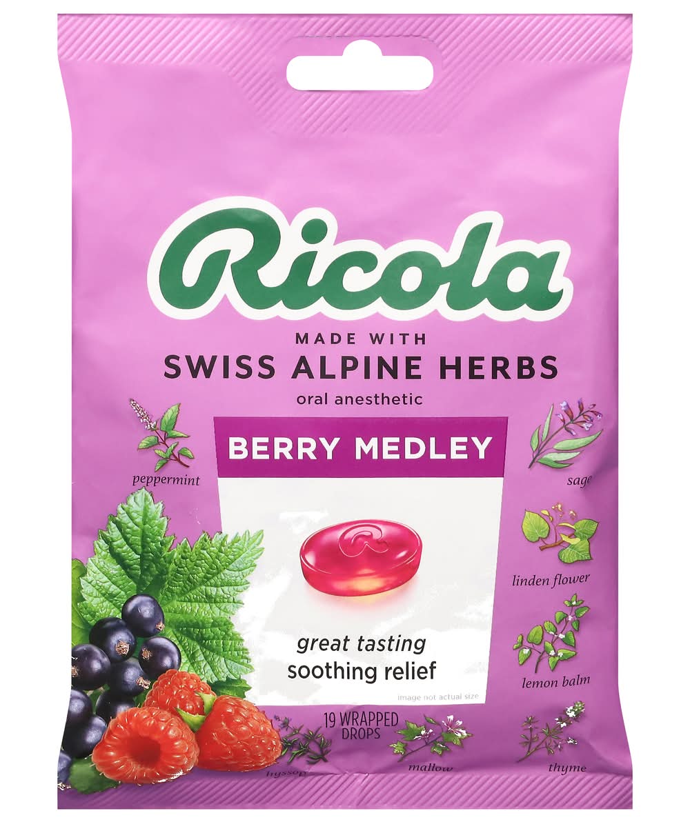 Ricola Throat Oral Drops, Berry Medley (4.8 oz, 19 ct)
