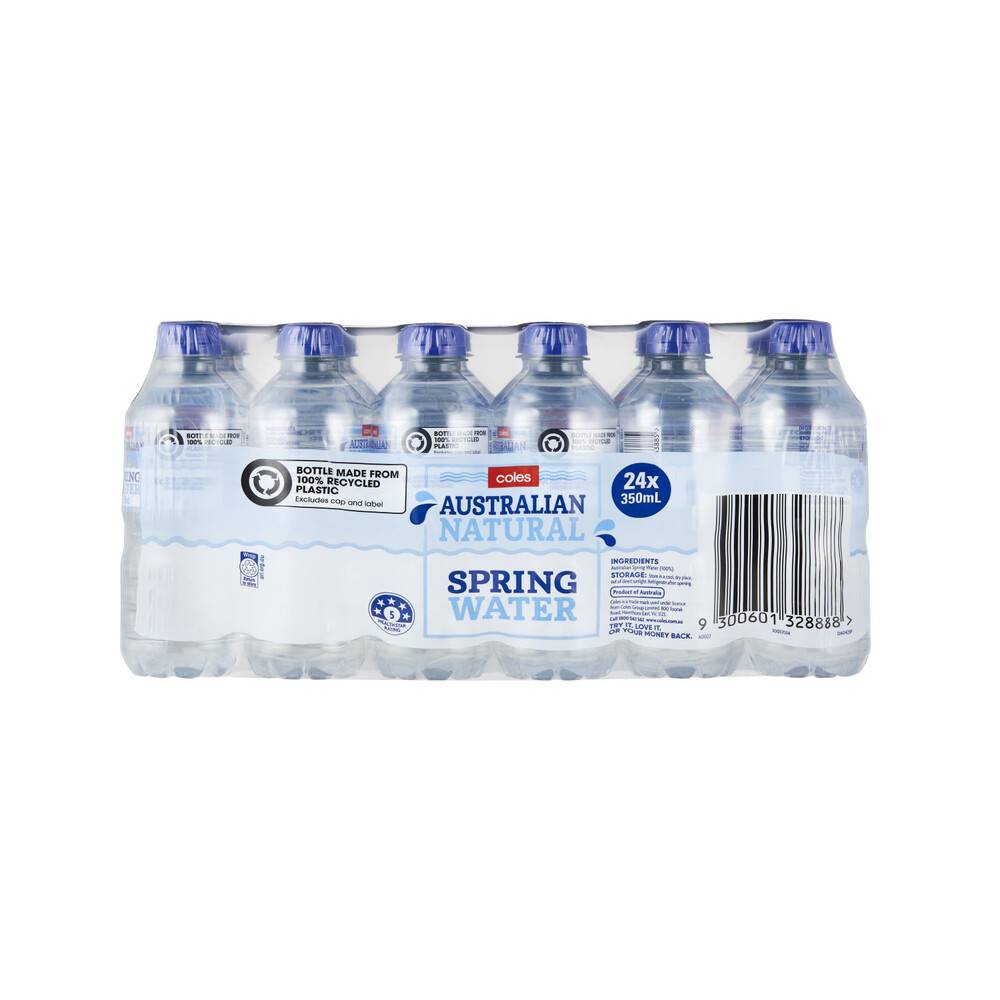 Coles Natural Spring Water 350ml 24 pack