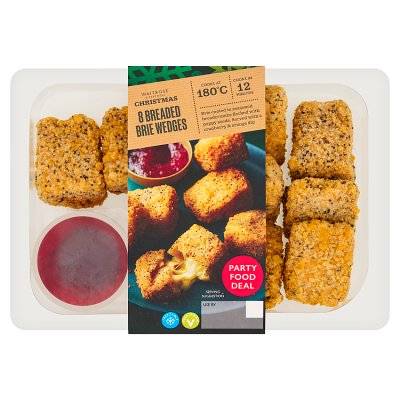 Waitrose & Partners Breaded Brie Wedges With Cranberry and Orange Dip (8 pack)