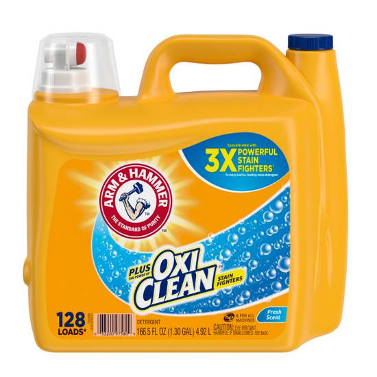 Arm & Hammer Liquid Laundry Detergent, Oxiclean Fresh Scent, 128 Loads , 166.5 Fl Oz