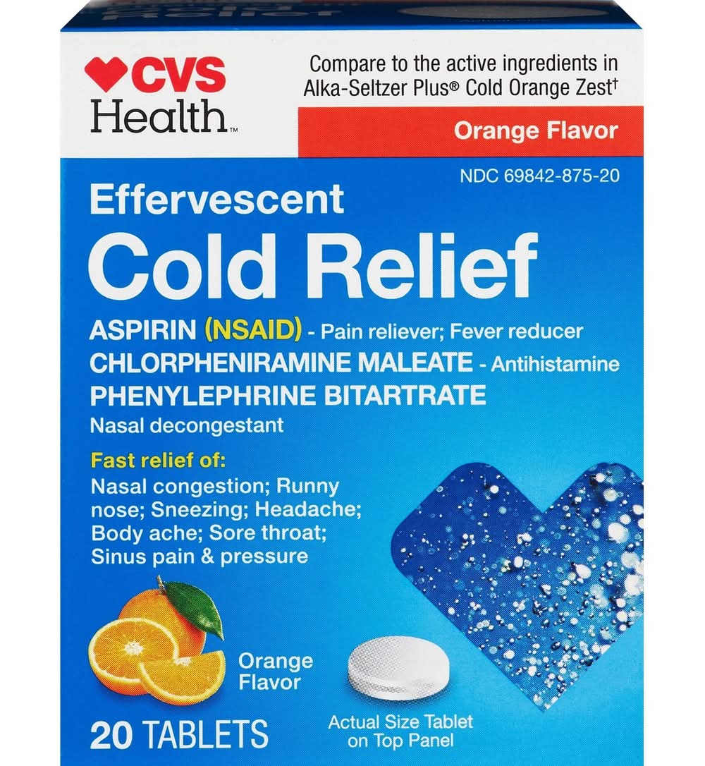 CVS Health Effervescent Cold Relief Tablets, Orange (20 ct)