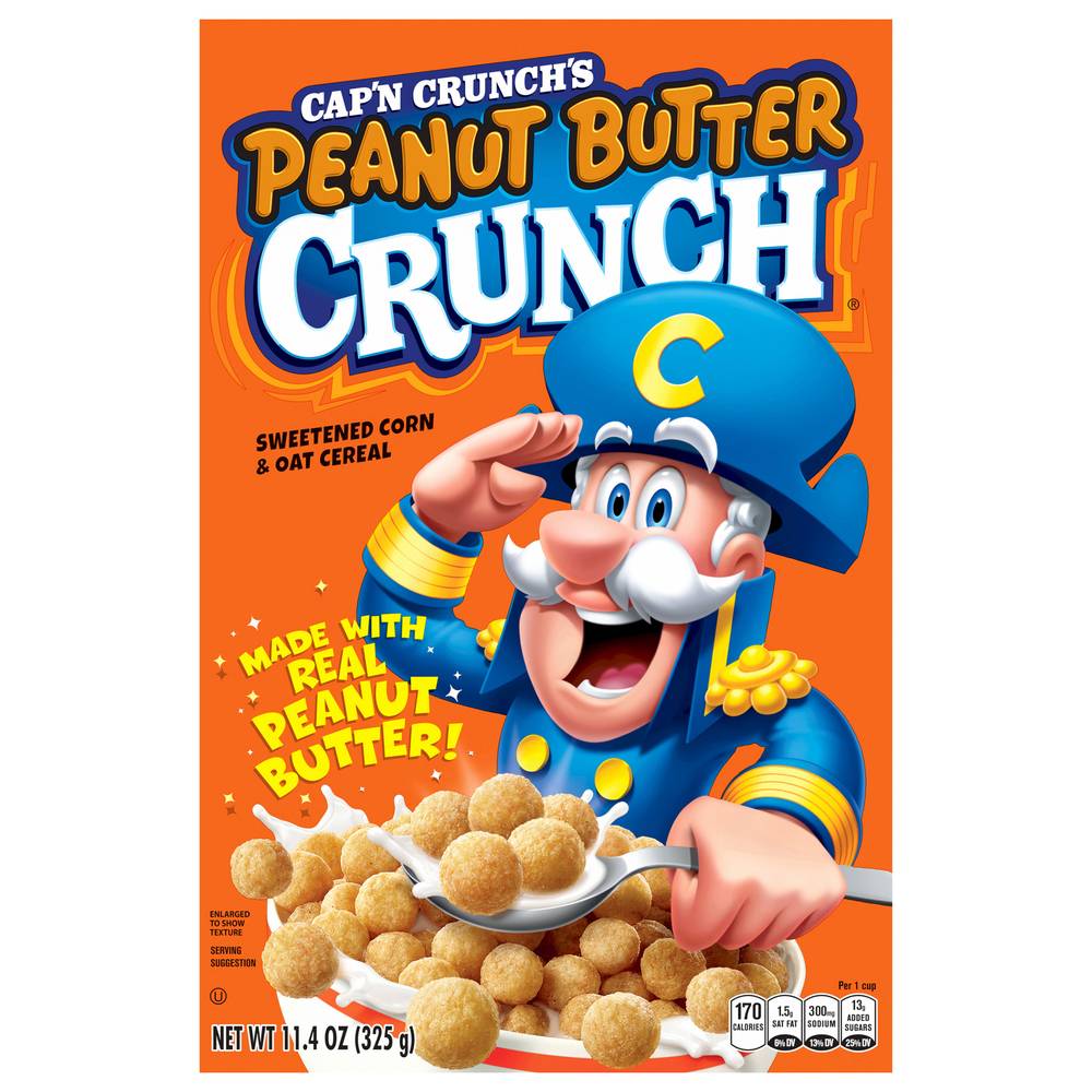 Cap'n Crunch Sweetened Corn & Oat Cereal, Peanut Butter (11.4 oz)