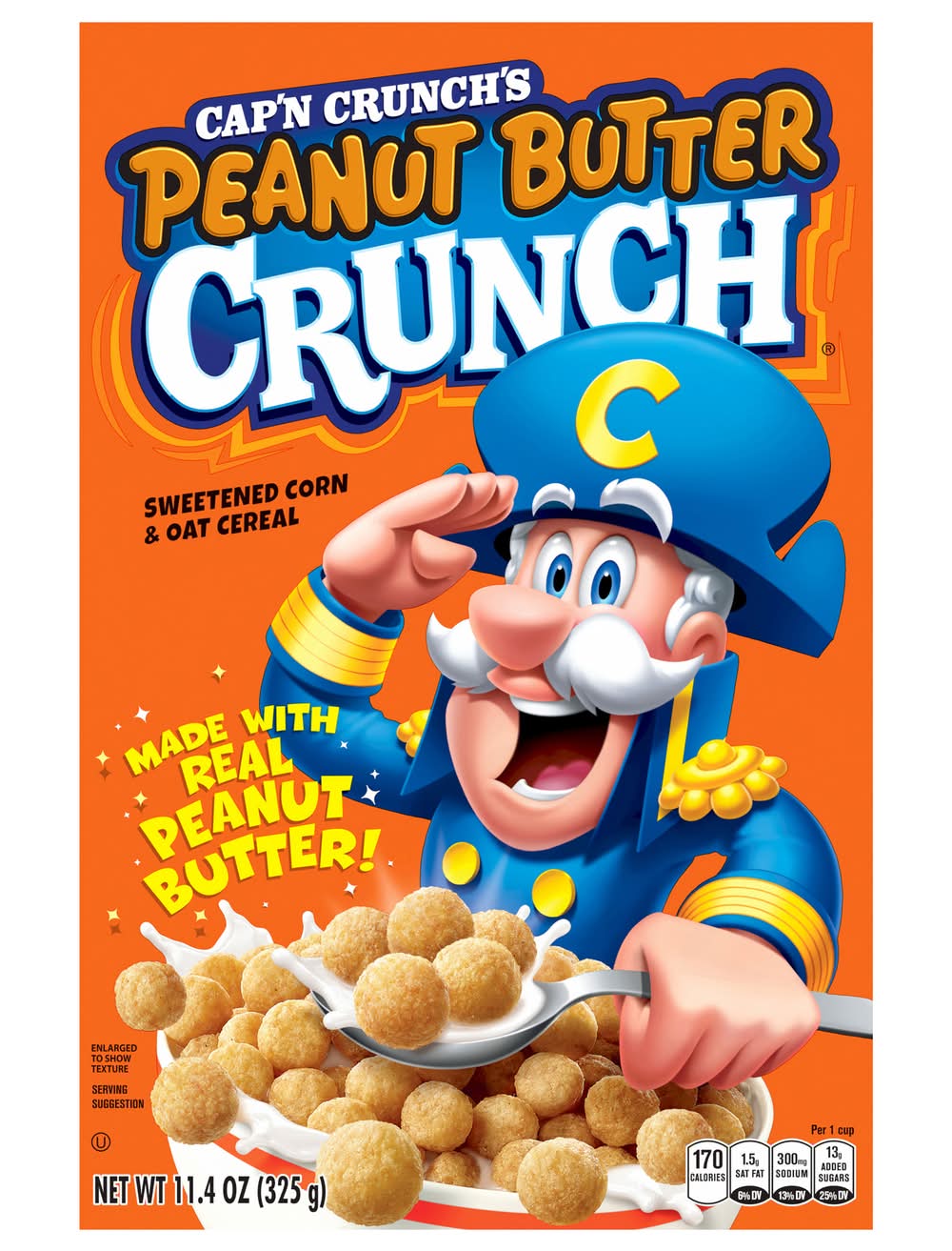 Cap'n Crunch Sweetened Corn & Oat Cereal, Peanut Butter, (11.4 oz)