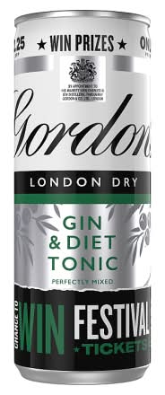 Gordon's London Dry Gin & Slimline Diet Tonic Perfectly Mixed Ready To Drink (250ml)