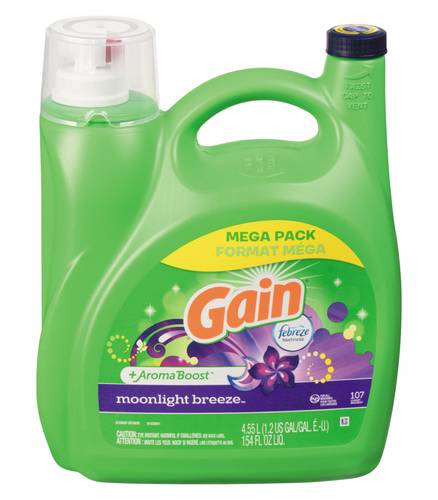 Gain Freshness & Odor Fighting Liquid Laundry Detergent, Moonlight Breeze (4.25 L)