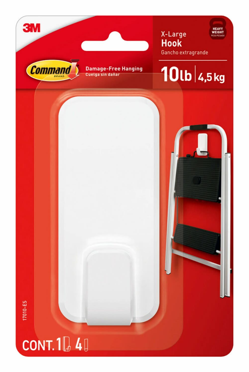 Command X-Large White Adhesive Storage/Utility hook 10-lb Capacity