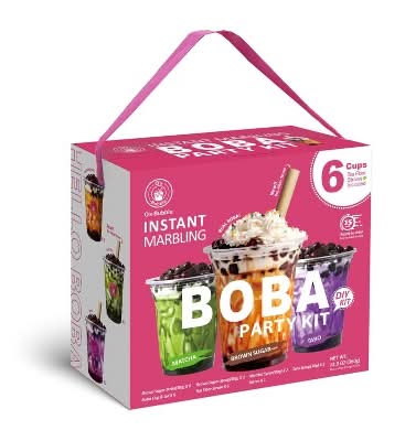O's Bubble Instant Marbling Boba Party Kit, Match-Brown Sugar-Taro (13 oz, 6 ct)