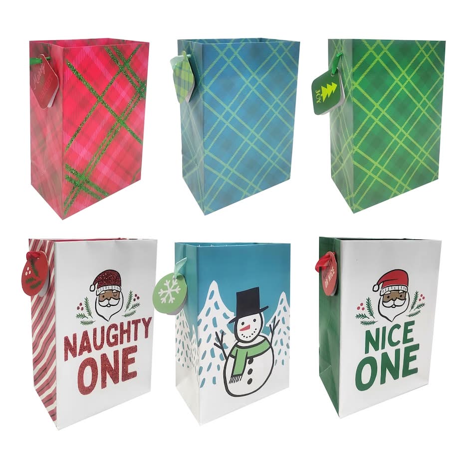 Christmas House Colorful Gift Bag, Assorted (3 ct)