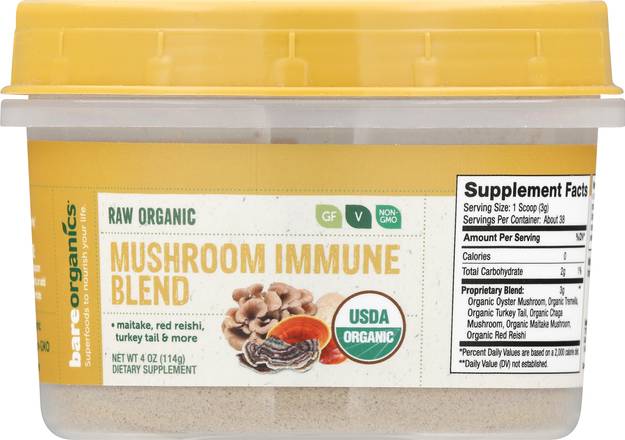 Bare Organics Organic Mushroom Immune Blend Powder (4 oz)
