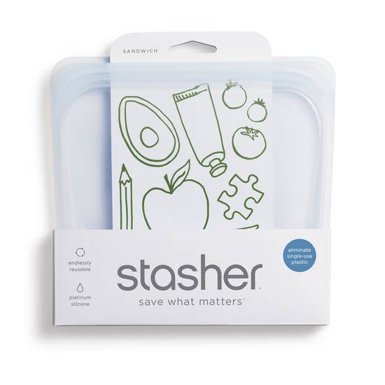 Stasher Reusable Silicone Food Storage Sandwich Bag Clear