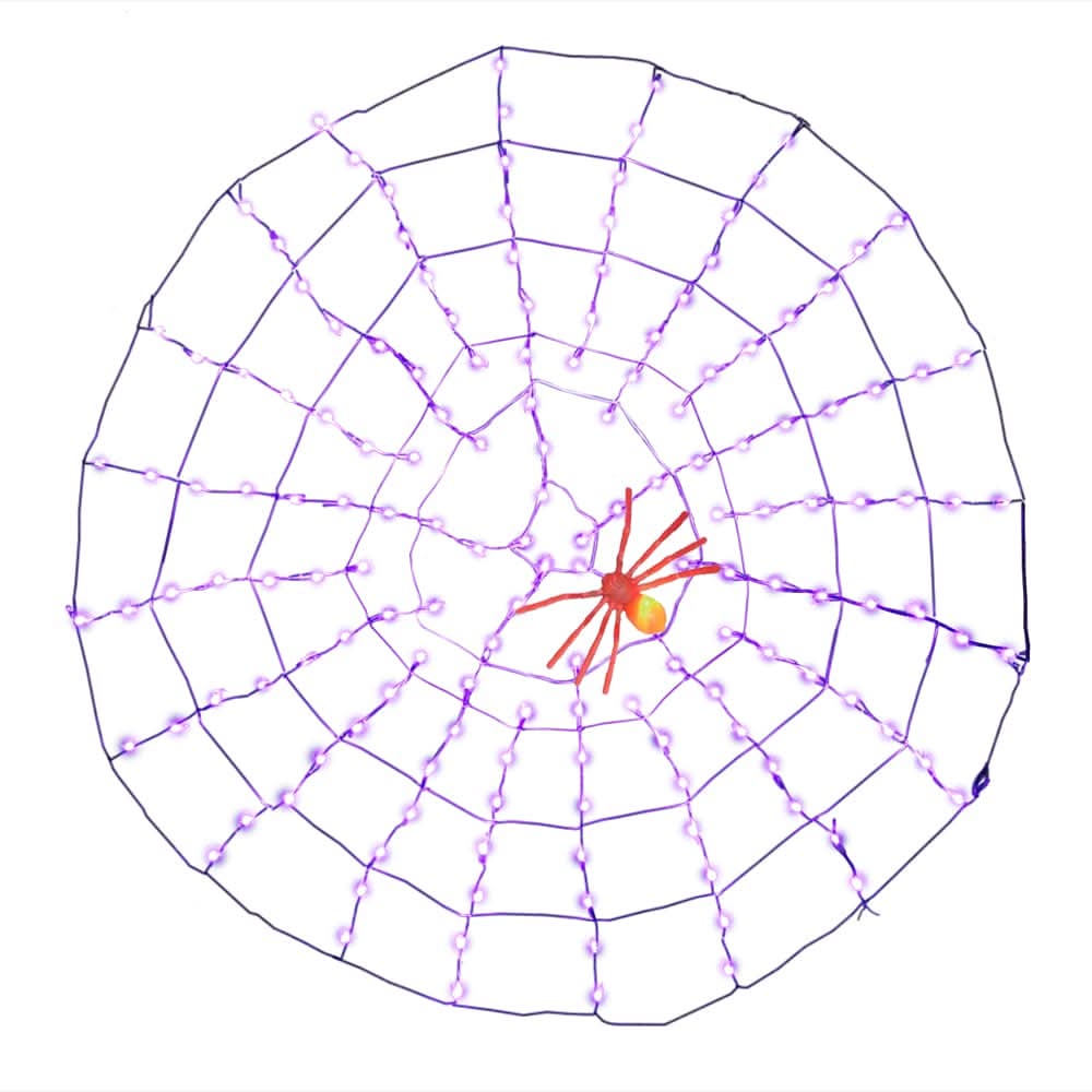 Haunted Living 100-Count 4-ft Multi-Function LED Purple Spider Web Halloween Lights