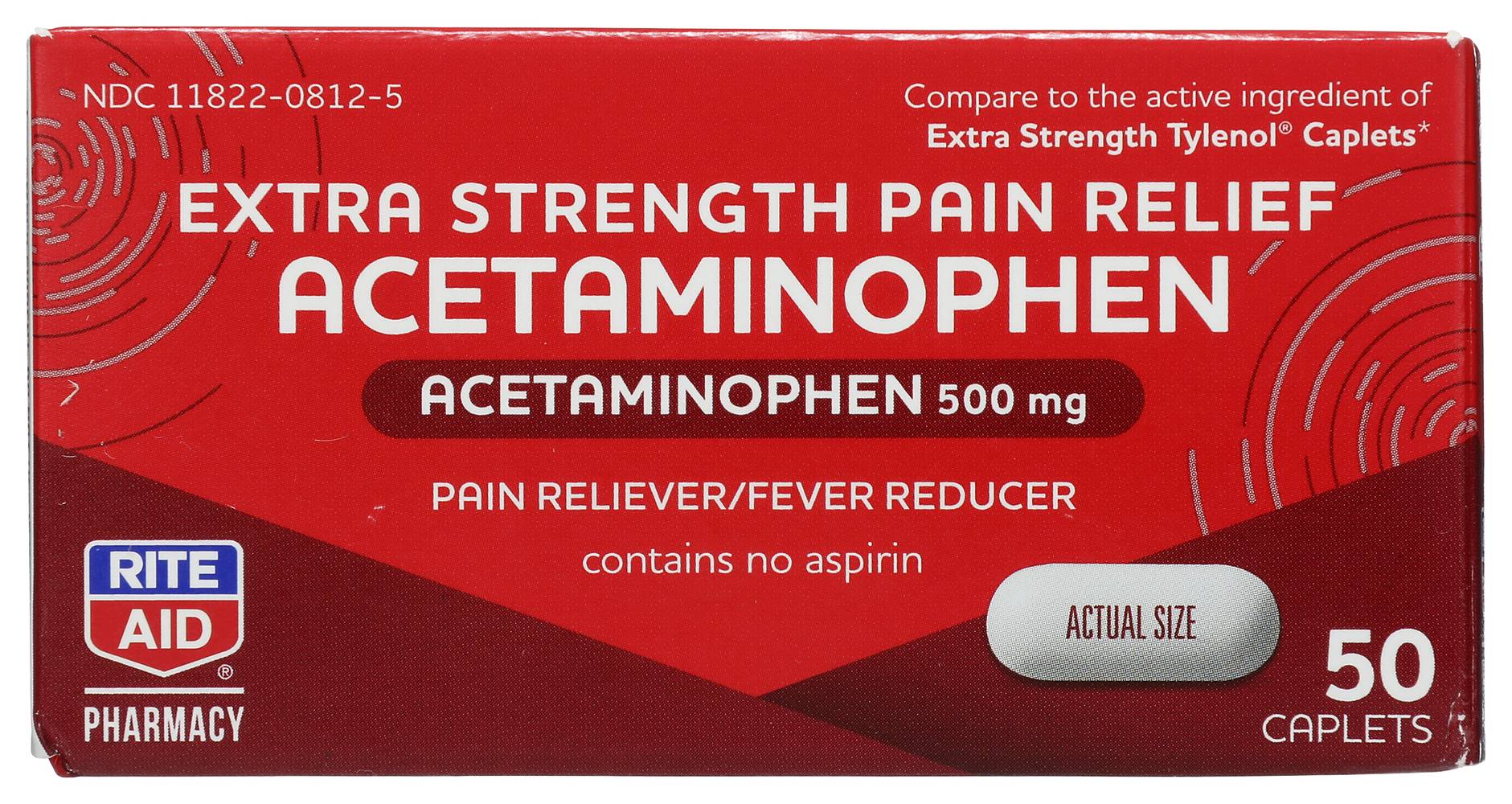 Rite Aid Acetaminophen Caplets Extra Strength 500 mg (50 ct)