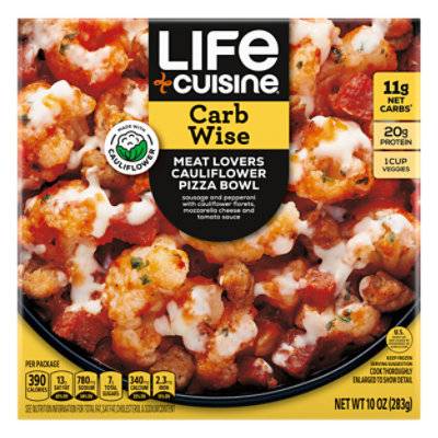 Life Cuisine Meat Lovers Cauliflower Pizza Frozen Meal Bowl - 10 Oz