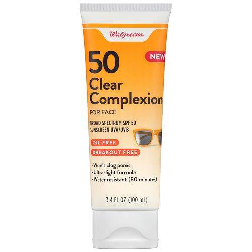 Walgreens Clear Complexion for Face Sunscreen SPF 50 - 3.4 fl oz