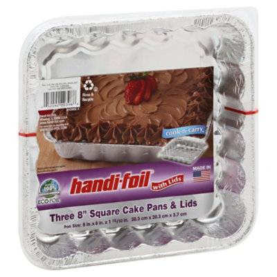 Handi-Foil Pans & Lids Cake Square - 3 Count