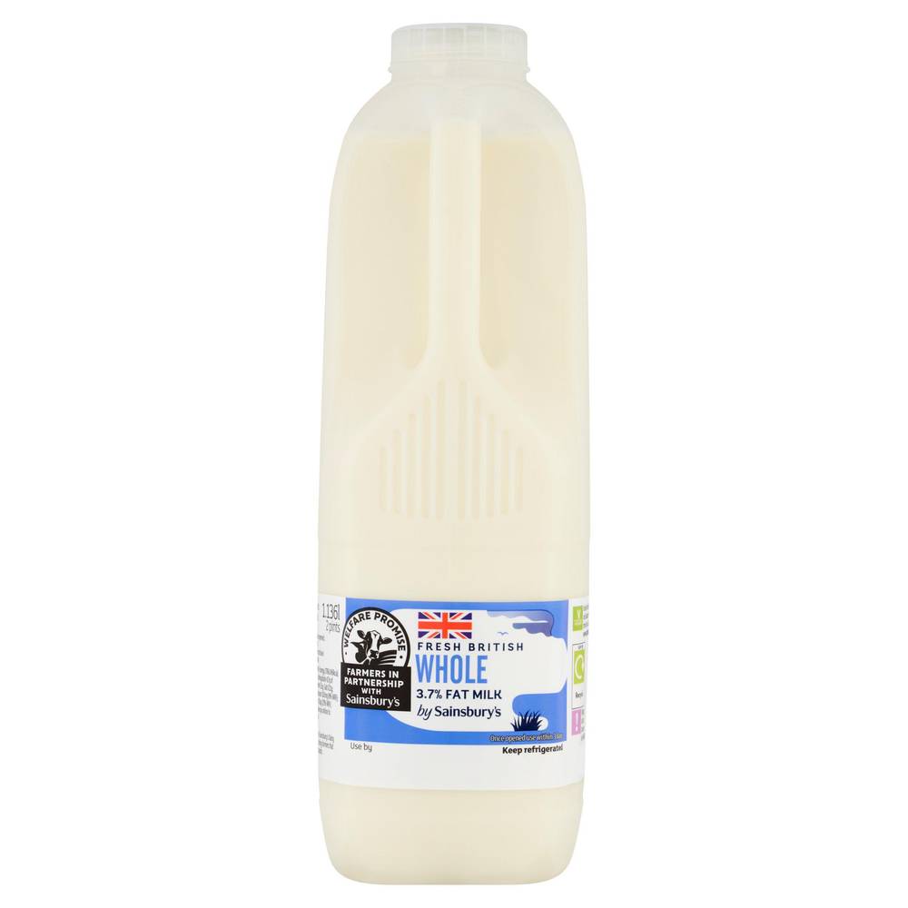 Sainsbury's British Whole Milk 1.13L (2 pint)