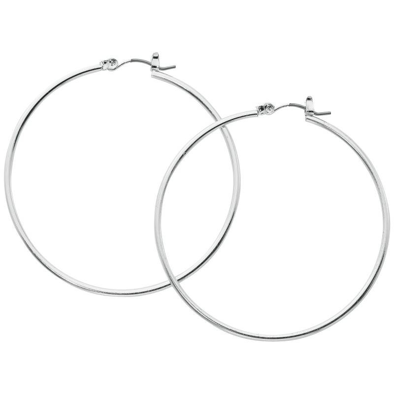 Primavera Jewellery Large Fine Round Hoop Earrings (silver)