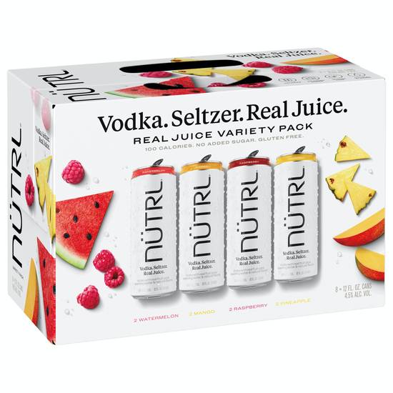 Nütrl Variety pack Real Juice Vodka Seltzer (8 pack, 12 fl oz)