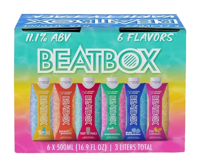 BeatBox Variety pack, Tropical-Peach Punch-Fruit Punch-Watermelon-Blue Razzberry-Pink Lemonade (6 x 500 ml)