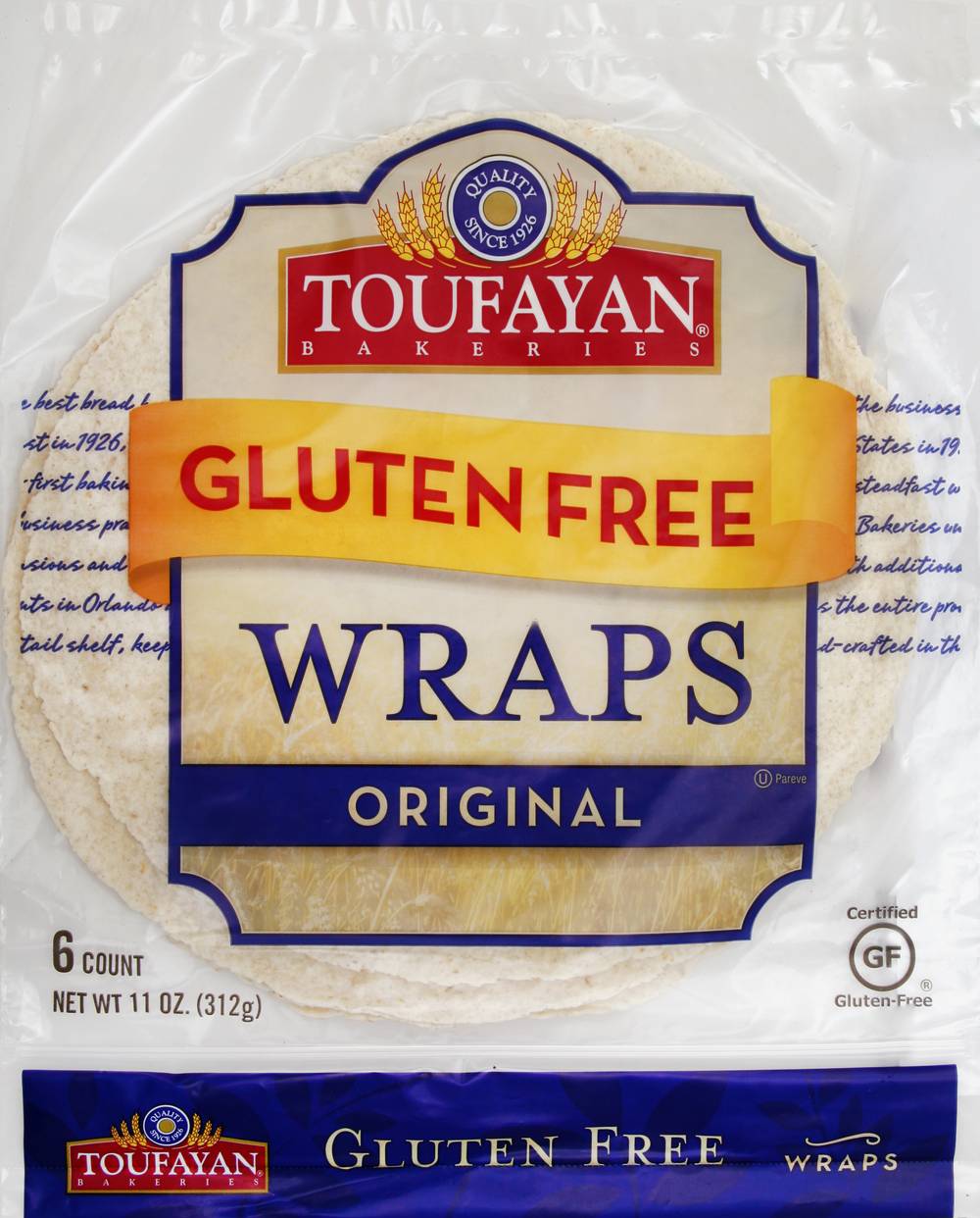 Toufayan Gluten Free Original Wraps (11 oz, 6 ct)